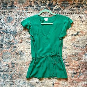 Green crossover blouse